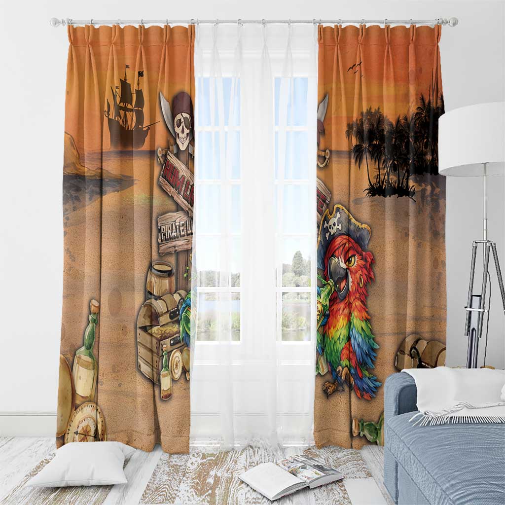 Drunken Pirate Parrot Window Curtain Tropical Vibe