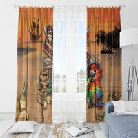 Drunken Pirate Parrot Window Curtain Tropical Vibe