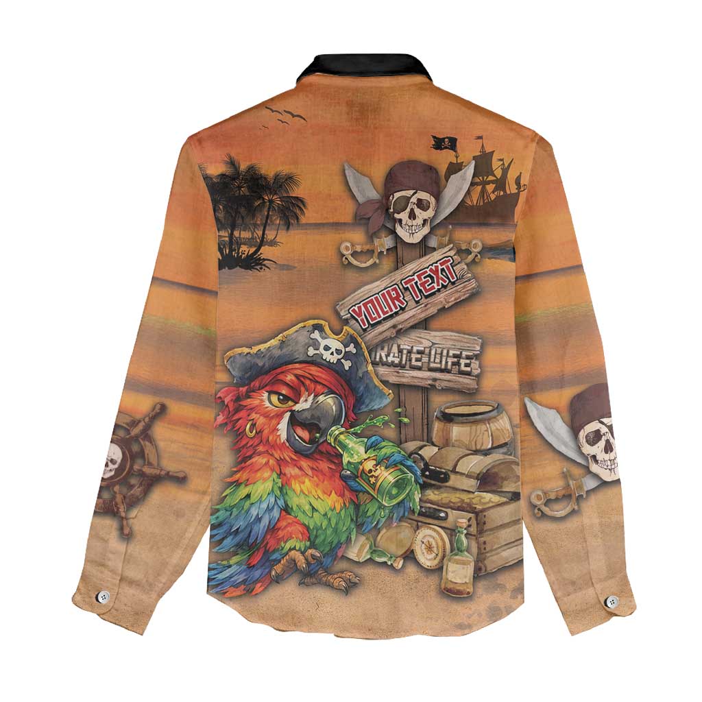 Personalized Drunken Pirate Parrot Women Casual Shirt Tropical Vibe