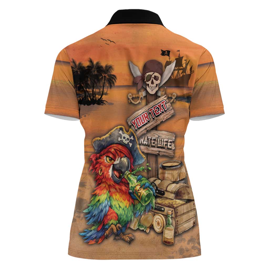 Personalized Drunken Pirate Parrot Women Polo Shirt Tropical Vibe