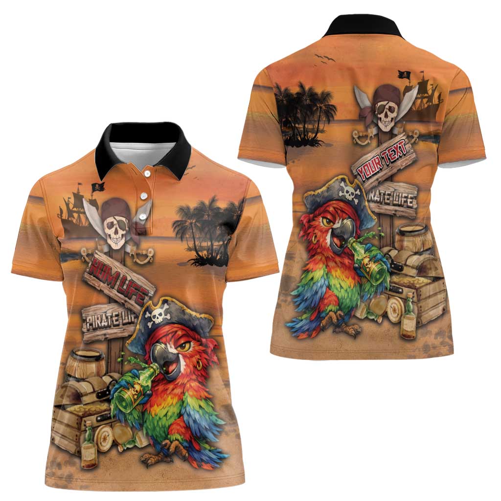 Personalized Drunken Pirate Parrot Women Polo Shirt Tropical Vibe