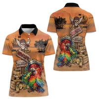 Personalized Drunken Pirate Parrot Women Polo Shirt Tropical Vibe