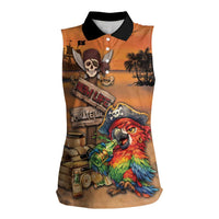Personalized Drunken Pirate Parrot Women Sleeveless Polo Shirt Tropical Vibe