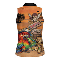 Personalized Drunken Pirate Parrot Women Sleeveless Polo Shirt Tropical Vibe