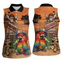 Personalized Drunken Pirate Parrot Women Sleeveless Polo Shirt Tropical Vibe