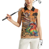 Personalized Drunken Pirate Parrot Women Sleeveless Polo Shirt Tropical Vibe