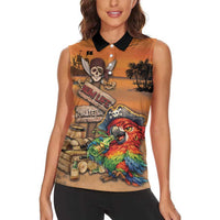 Personalized Drunken Pirate Parrot Women Sleeveless Polo Shirt Tropical Vibe