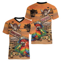 Personalized Drunken Pirate Parrot Women V-Neck T-Shirt Tropical Vibe