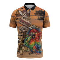 Personalized Drunken Pirate Parrot Zipper Polo Shirt Tropical Vibe
