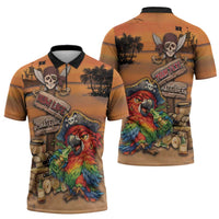 Personalized Drunken Pirate Parrot Zipper Polo Shirt Tropical Vibe