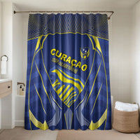 Curacao Football Bathroom Set Blue Wave Geometric Caribbean Sports Motif