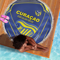 Curacao Football Beach Blanket Blue Wave Geometric Caribbean Sports Motif