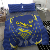 Curacao Football Bedding Set Blue Wave Geometric Caribbean Sports Motif