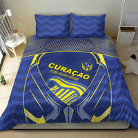 Curacao Football Bedding Set Blue Wave Geometric Caribbean Sports Motif
