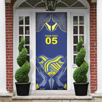 Custom Curacao Football Door Cover Blue Wave Geometric Caribbean Sports Motif