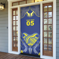 Custom Curacao Football Door Cover Blue Wave Geometric Caribbean Sports Motif