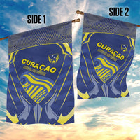 Curacao Football Garden Flag Blue Wave Geometric Caribbean Sports Motif