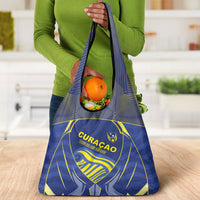 Curacao Football Grocery Bag Blue Wave Geometric Caribbean Sports Motif