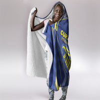Curacao Football Hooded Blanket Blue Wave Geometric Caribbean Sports Motif