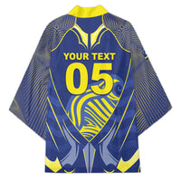 Custom Curacao Football Kimono Blue Wave Geometric Caribbean Sports Motif