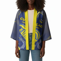 Custom Curacao Football Kimono Blue Wave Geometric Caribbean Sports Motif
