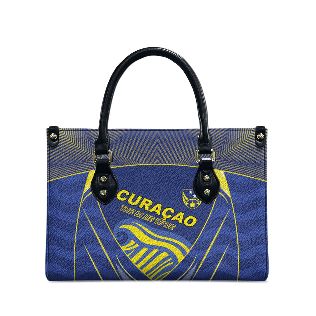 Curacao Football Leather Bag Blue Wave Geometric Caribbean Sports Motif