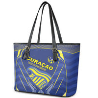 Curacao Football Leather Tote Bag Blue Wave Geometric Caribbean Sports Motif