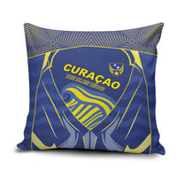Curacao Football Pillow Cover Blue Wave Geometric Caribbean Sports Motif