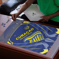 Curacao Football Puzzle Blue Wave Geometric Caribbean Sports Motif