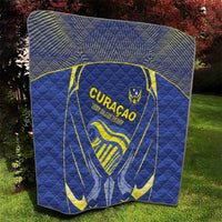 Curacao Football Quilt Blue Wave Geometric Caribbean Sports Motif
