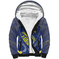 Custom Curacao Football Sherpa Hoodie Blue Wave Geometric Caribbean Sports Motif