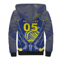 Custom Curacao Football Sherpa Hoodie Blue Wave Geometric Caribbean Sports Motif