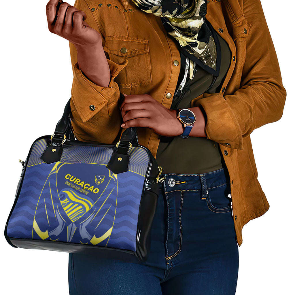 Curacao Football Shoulder Handbag Blue Wave Geometric Caribbean Sports Motif