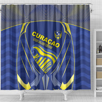 Curacao Football Shower Curtain Blue Wave Geometric Caribbean Sports Motif