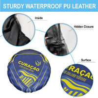 Curacao Football Spare Tire Cover Blue Wave Geometric Caribbean Sports Motif