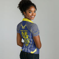 Custom Curacao Football Women Polo Shirt Blue Wave Geometric Caribbean Sports Motif