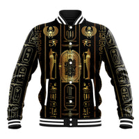 Egypt Cartouche Baseball Jacket Gold Pharaoh Hieroglyphics Patterns