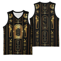 Egypt Cartouche Basketball Jersey Gold Pharaoh Hieroglyphics Patterns