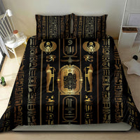 Egypt Cartouche Bedding Set Gold Pharaoh Hieroglyphics Patterns