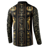 Egypt Cartouche Button Sweatshirt Gold Pharaoh Hieroglyphics Patterns