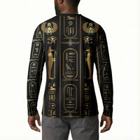 Egypt Cartouche Button Sweatshirt Gold Pharaoh Hieroglyphics Patterns