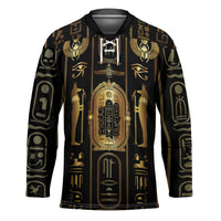 Egypt Cartouche Hockey Jersey Gold Pharaoh Hieroglyphics Patterns