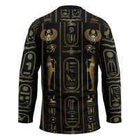 Egypt Cartouche Hockey Jersey Gold Pharaoh Hieroglyphics Patterns