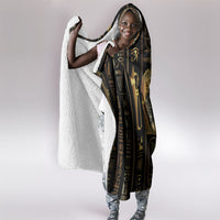 Egypt Cartouche Hooded Blanket Gold Pharaoh Hieroglyphics Patterns