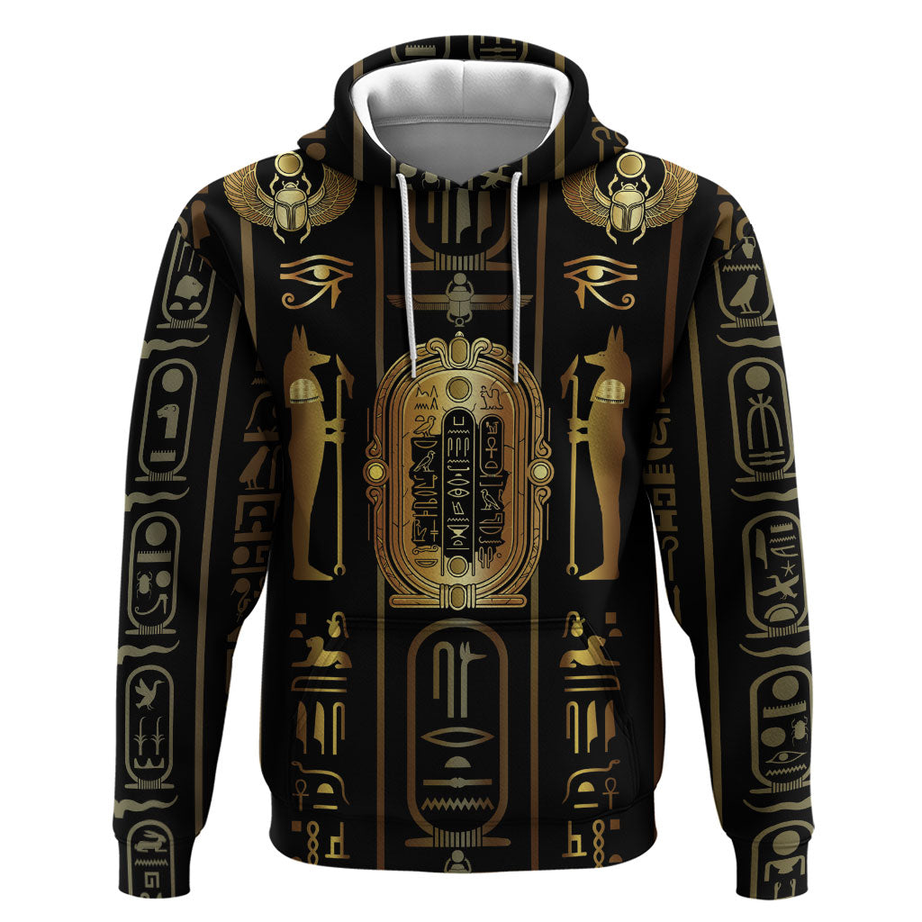 Egypt Cartouche Hoodie Gold Pharaoh Hieroglyphics Patterns