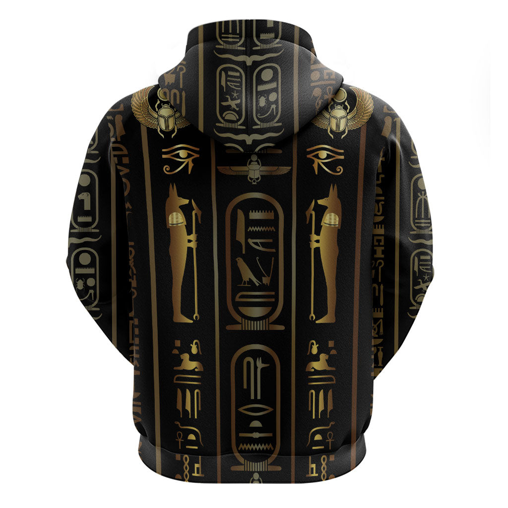 Egypt Cartouche Hoodie Gold Pharaoh Hieroglyphics Patterns