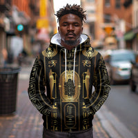 Egypt Cartouche Hoodie Gold Pharaoh Hieroglyphics Patterns