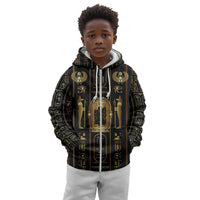 Egypt Cartouche Kid Hoodie Gold Pharaoh Hieroglyphics Patterns