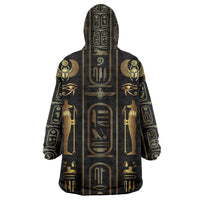 Egypt Cartouche Kid Wearable Blanket Hoodie Gold Pharaoh Hieroglyphics Patterns