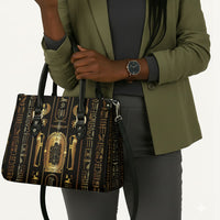 Egypt Cartouche Leather Bag Gold Pharaoh Hieroglyphics Patterns